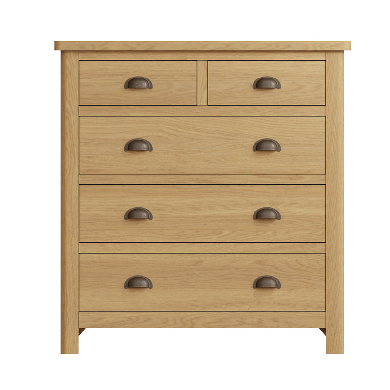 Hemsworth Rustic Oak  Chest of Drawers 2 Over 3 80 x 40 x 95 cm