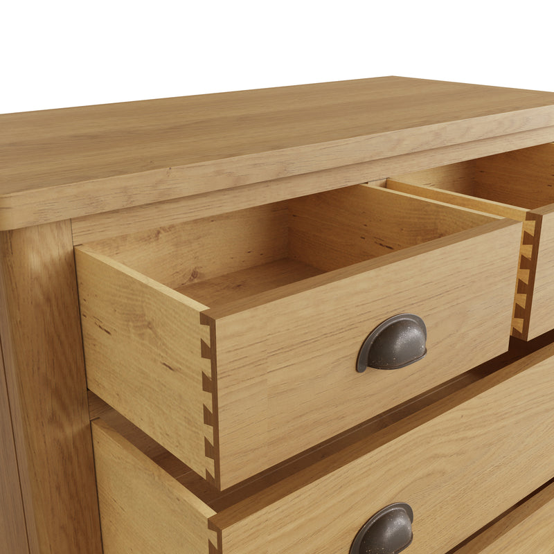 Hemsworth Rustic Oak  Chest of Drawers 2 Over 3 80 x 40 x 95 cm