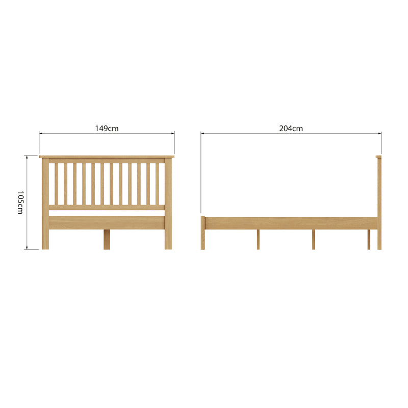 Hemsworth Rustic Oak  Bed 4'6" Double 152 x 201 x 105 cm