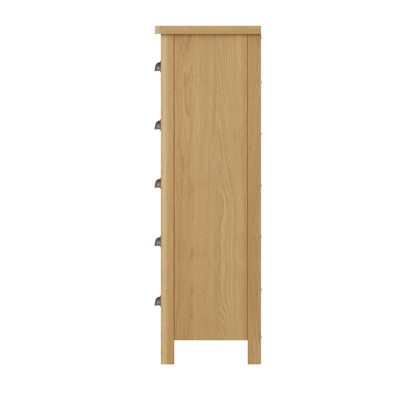 Hemsworth Rustic Oak  Chest of 5 Drawers - Narrow 50 x 36 x 115 cm