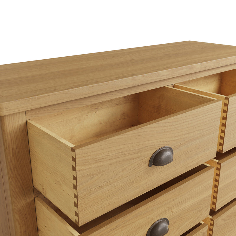 Hemsworth Rustic Oak  Chest of 6 Drawers 115 x 40 x 78 cm