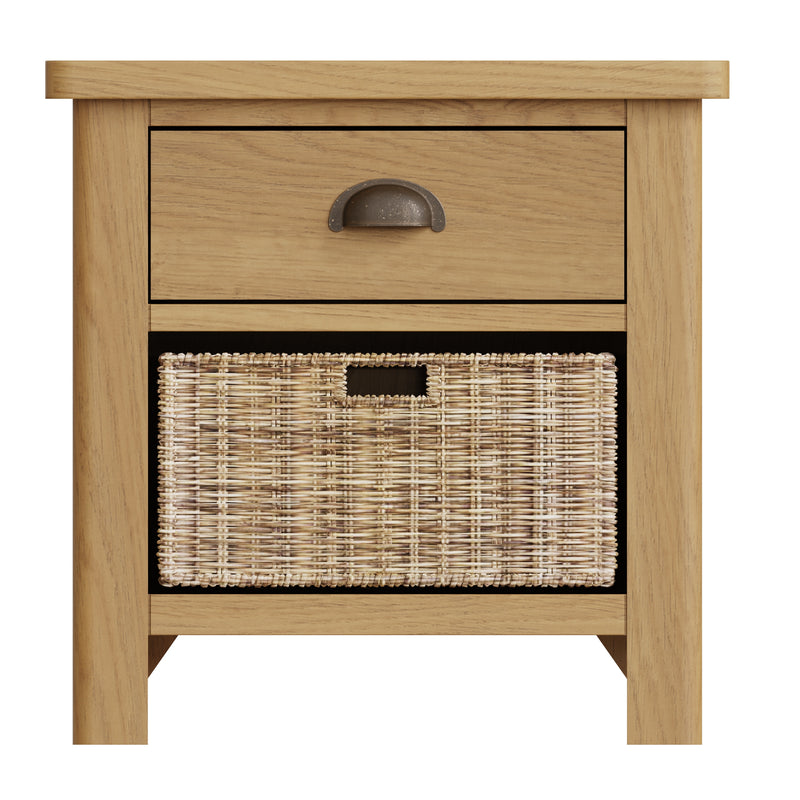 Hemsworth Rustic Oak  Cabinet 1 Drawer 1 Basket 50 x 30 x 50 cm