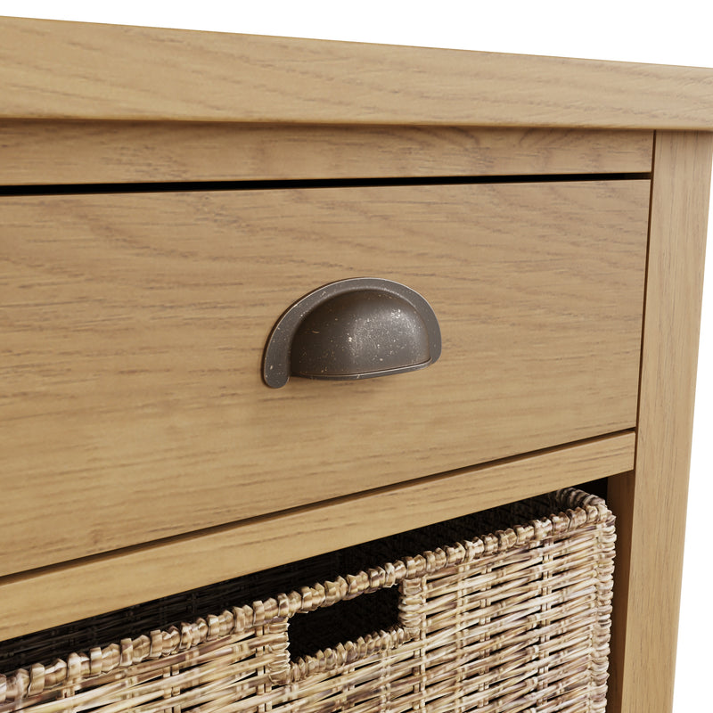 Hemsworth Rustic Oak  Cabinet 1 Drawer 1 Basket 50 x 30 x 50 cm