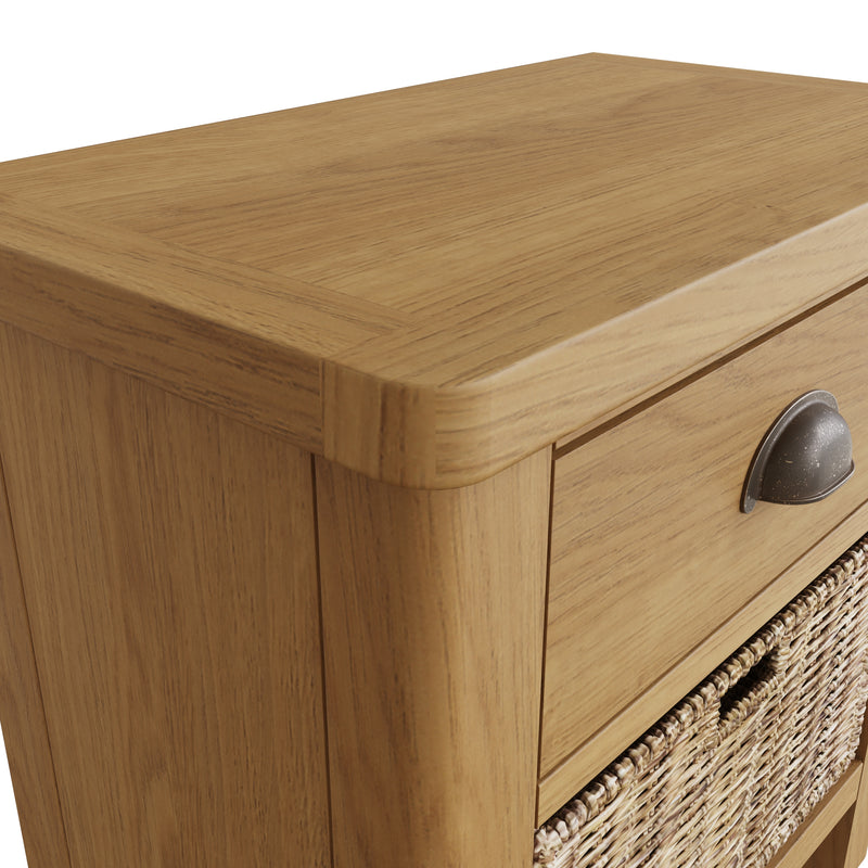 Hemsworth Rustic Oak  Cabinet 1 Drawer 1 Basket 50 x 30 x 50 cm