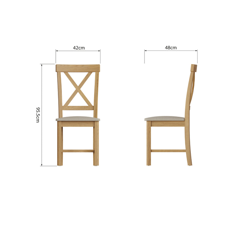 Hemsworth Rustic Oak  Pair of Chairs 42 x 49 x 95.5 cm