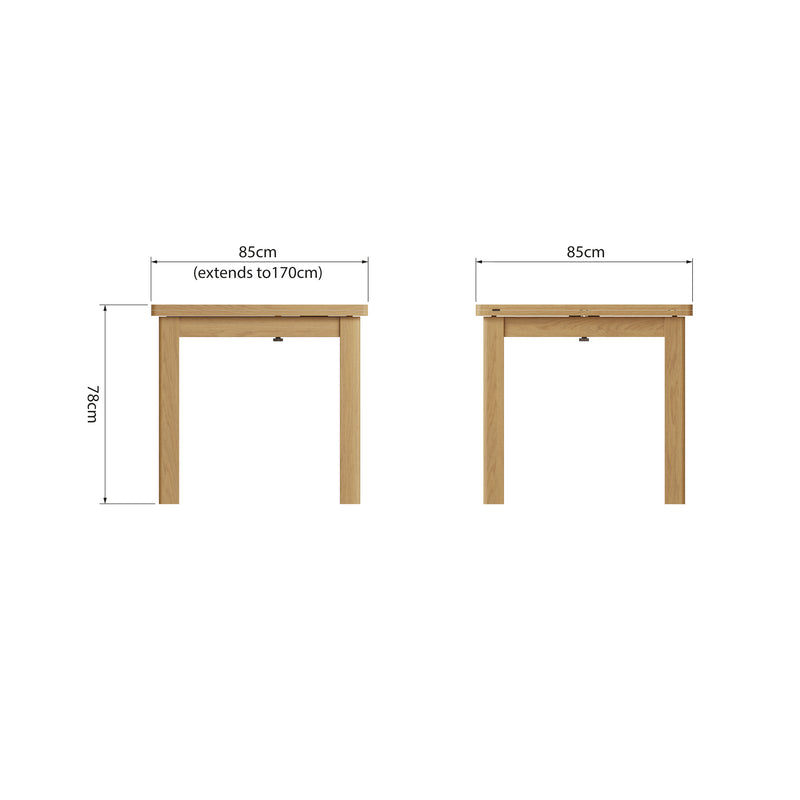 Hemsworth Rustic Oak  Flip-Top Table 85 x 85 x 78 cm