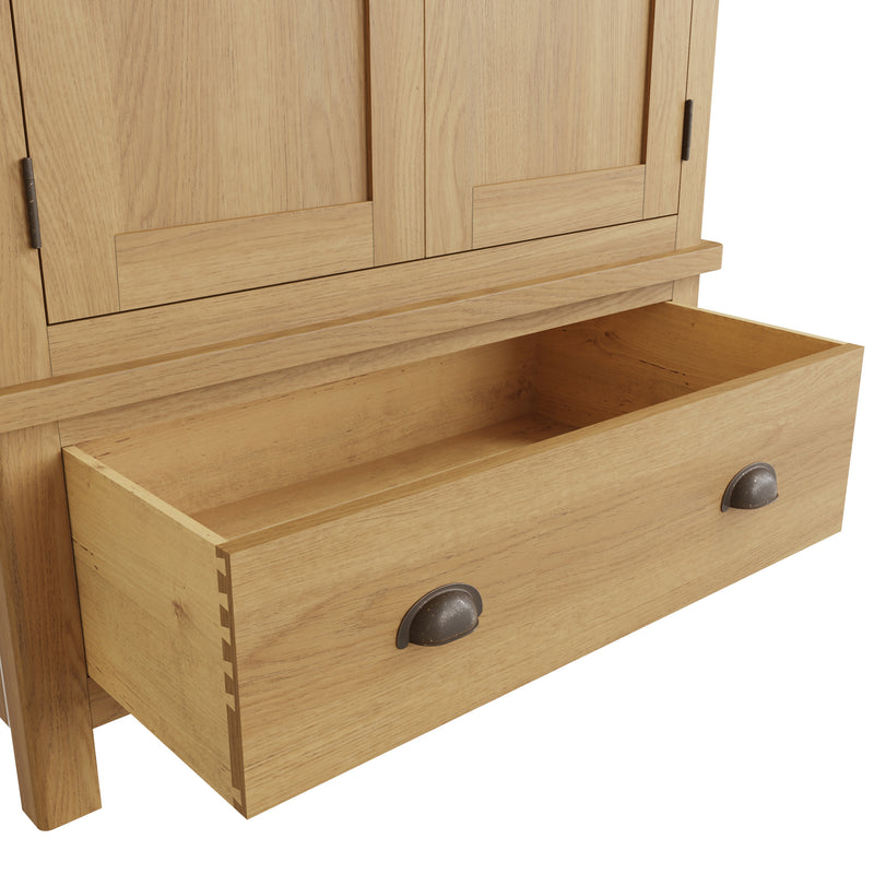 Hemsworth Rustic Oak  Wardrobe Double with Drawer 90 x 52 x 185 cm