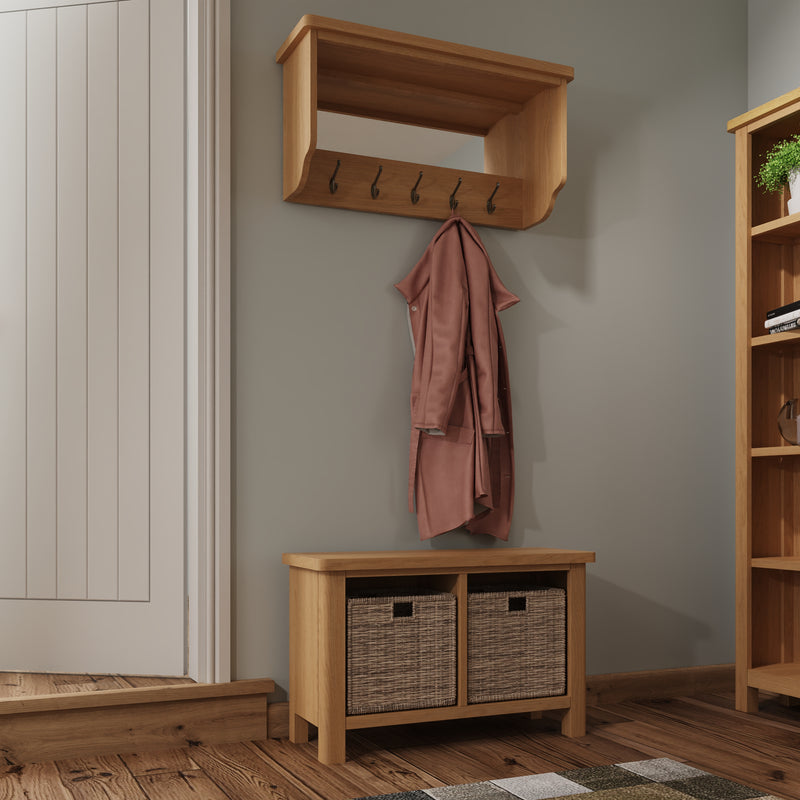 Hemsworth Rustic Oak  Hall Bench 80 x 30 x 50 cm