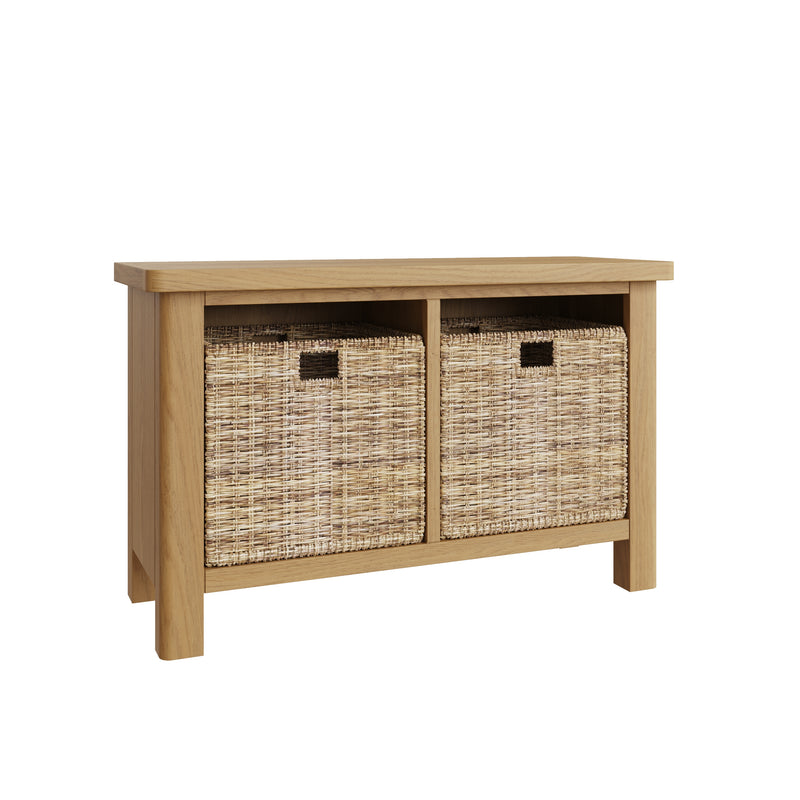 Hemsworth Rustic Oak  Hall Bench 80 x 30 x 50 cm