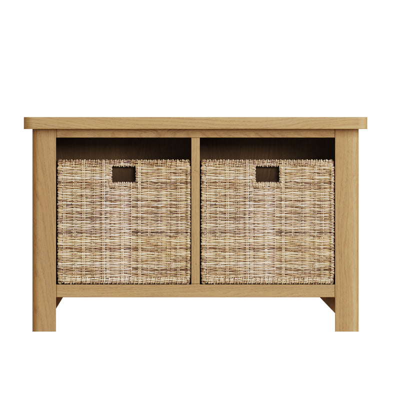 Hemsworth Rustic Oak  Hall Bench 80 x 30 x 50 cm