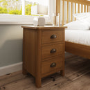 Hemsworth Rustic Oak  Bedside Table with 3 Drawers 42 x 35 x 58 cm