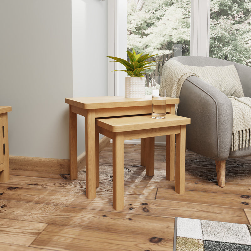 Hemsworth Rustic Oak  Nest of 2 Tables 50 x 32 x 50 cm