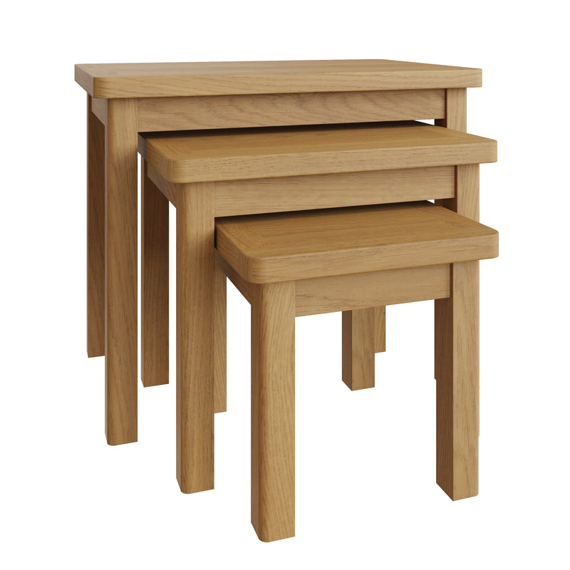 Hemsworth Rustic Oak  Nest of 3 Tables 60 x 38 x 50 cm
