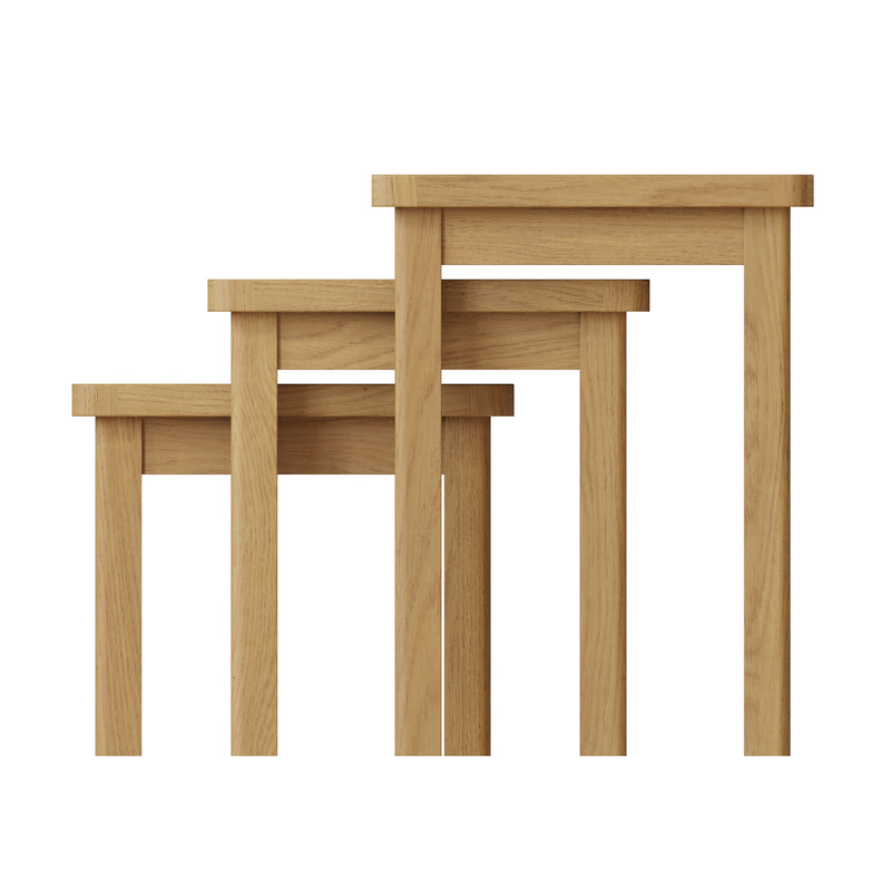 Hemsworth Rustic Oak  Nest of 3 Tables 60 x 38 x 50 cm