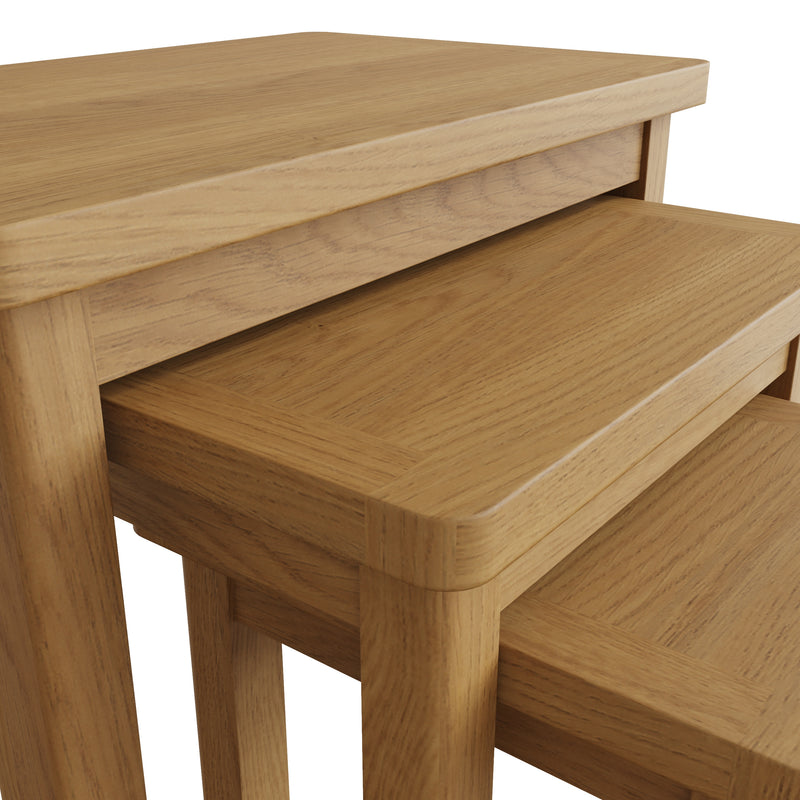 Hemsworth Rustic Oak  Nest of 3 Tables 60 x 38 x 50 cm