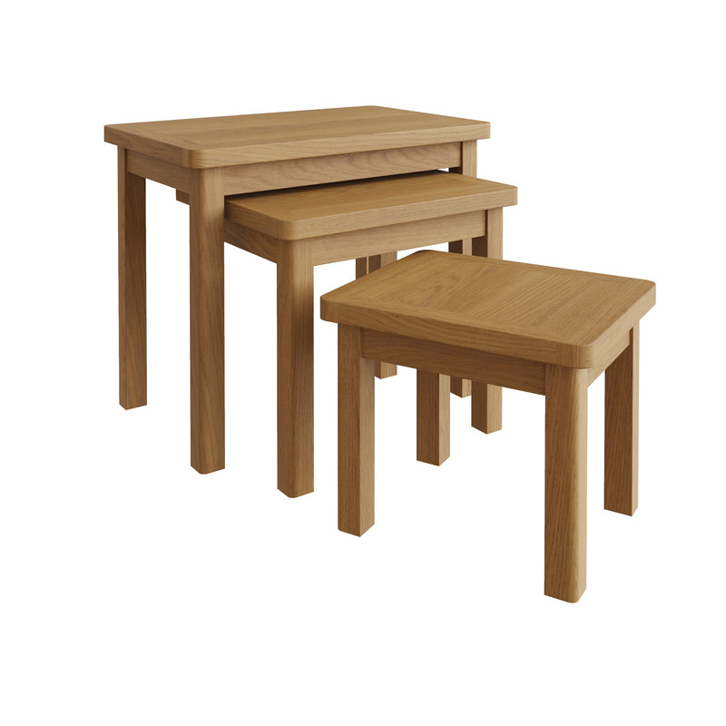 Hemsworth Rustic Oak  Nest of 3 Tables 60 x 38 x 50 cm