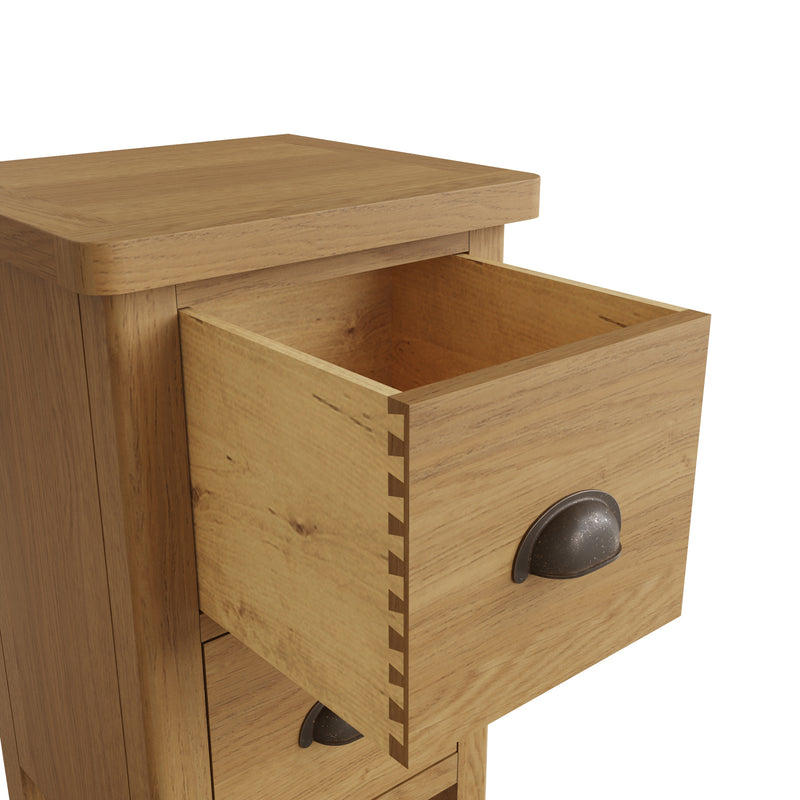 Hemsworth Rustic Oak  Bedside Table with 2 Drawers 35 x 32 x 58 cm