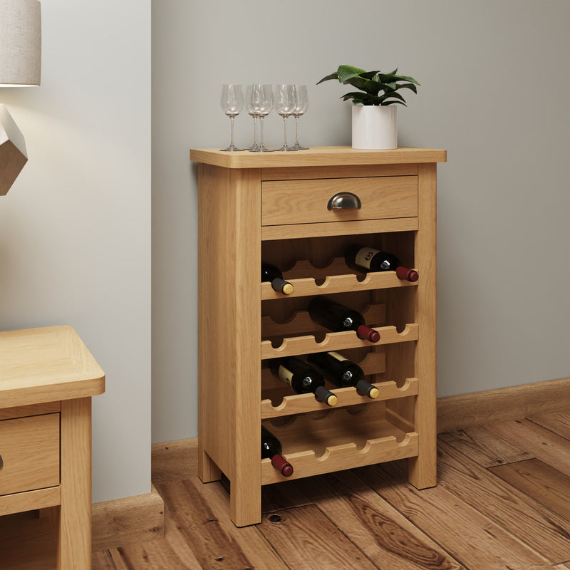 Hemsworth Rustic Oak  Wine Cabinet 55 x 30 x 80 cm