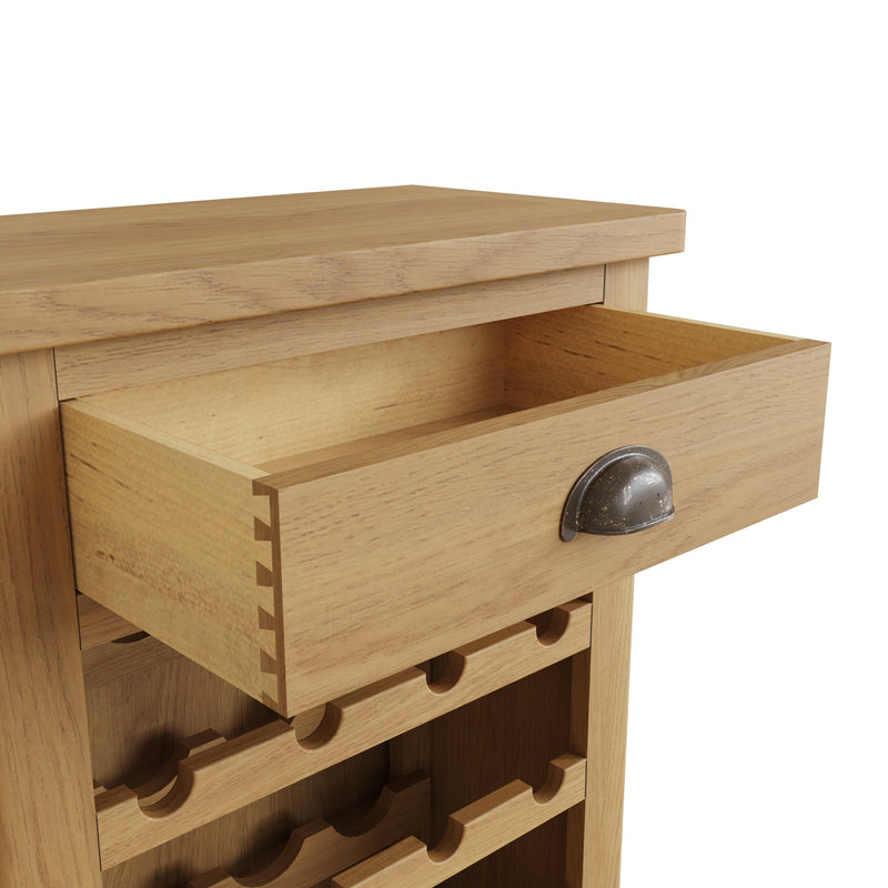 Hemsworth Rustic Oak  Wine Cabinet 55 x 30 x 80 cm