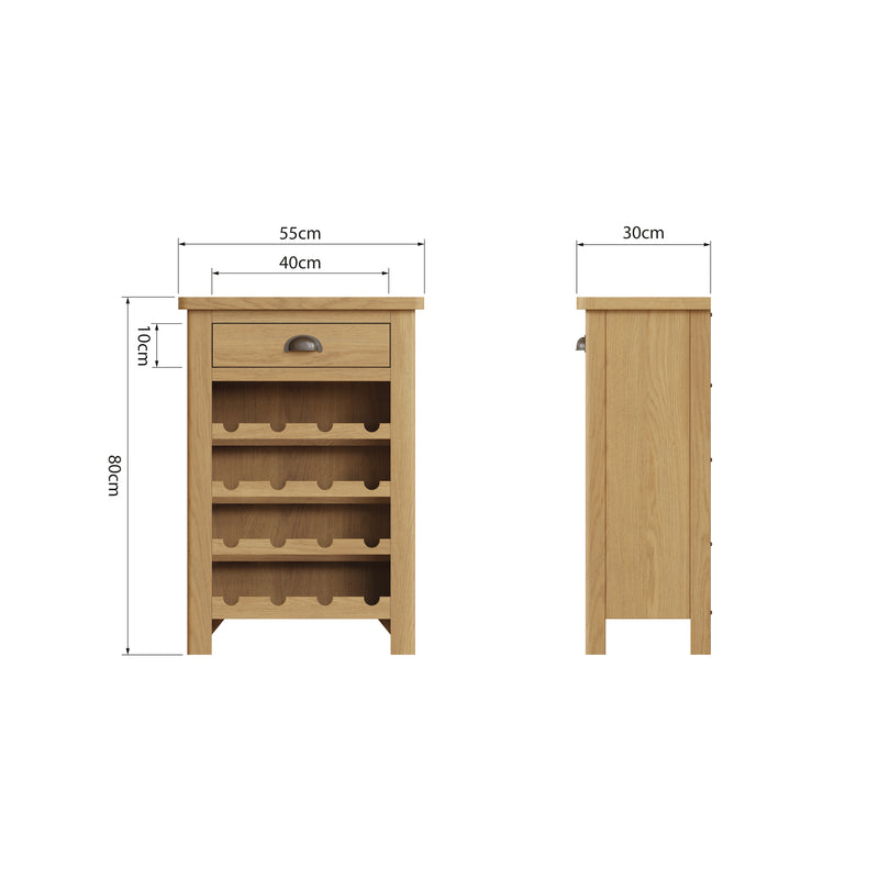 Hemsworth Rustic Oak  Wine Cabinet 55 x 30 x 80 cm