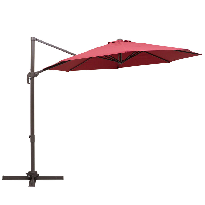 Outsunny Outdoor Market Patio Umbrella with Crank, Tilt, and 8 Ribs Wine Red