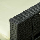 Outsunny Recliner Rattan Sun Lounger w/ Storage Tea Table & Footstools, Balck