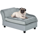 PawHut Pet Sofa Dog Chair Cat Couch w/ Storage, Cushion - Light Grey