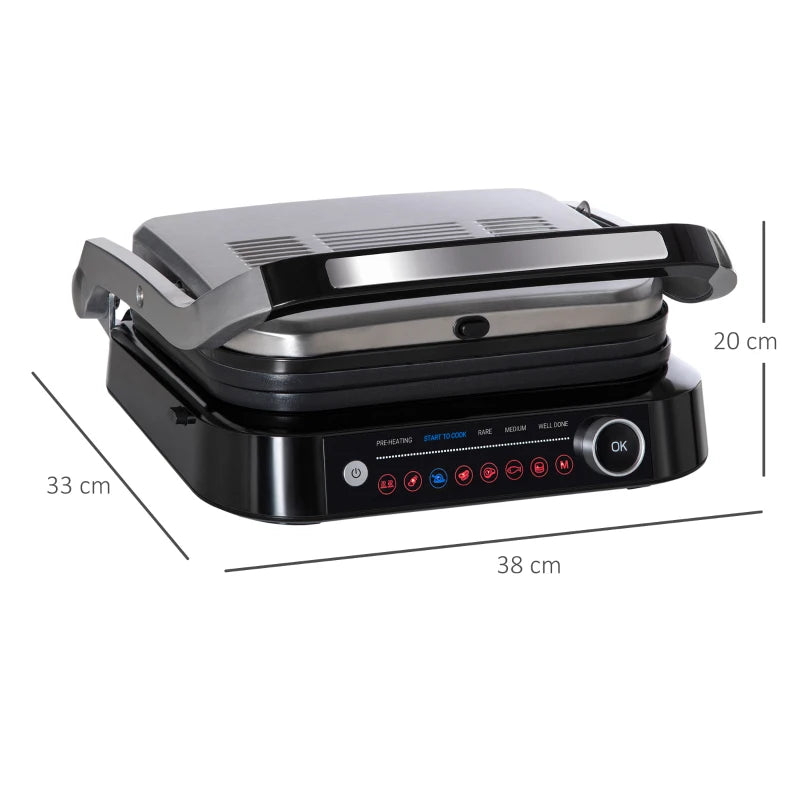 HOMCOM Health Grill and Press with 8 Settings and Drip Tray - Black