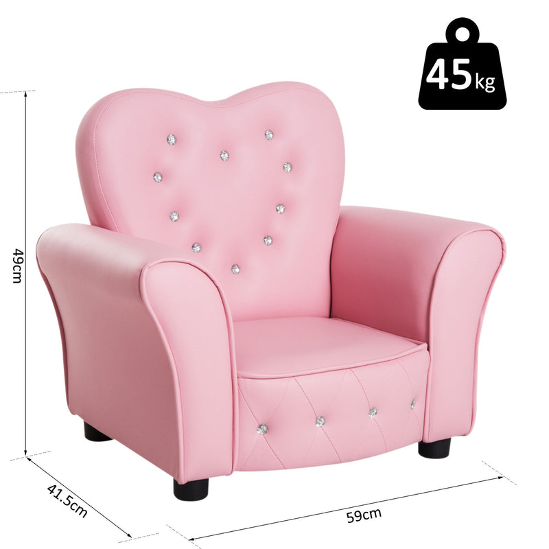 Heart Shaped Kids Sofa Chair - Pink