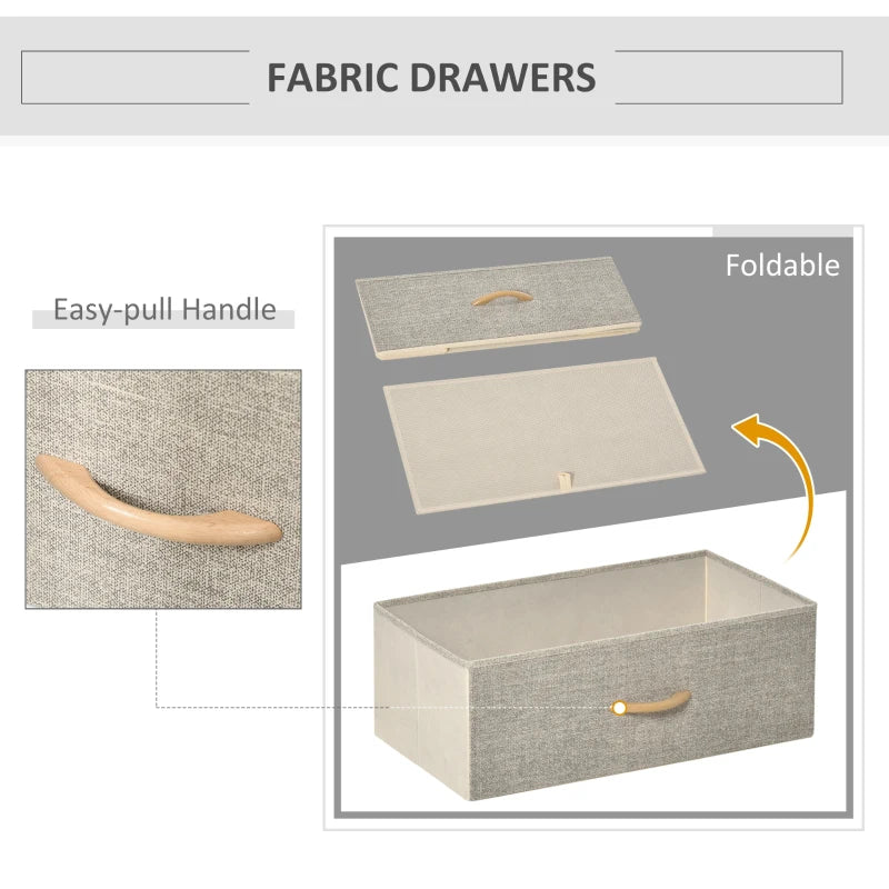 HOMCOM Fabric Chest of Drawers Storage Unit 58x29x103cm - White
