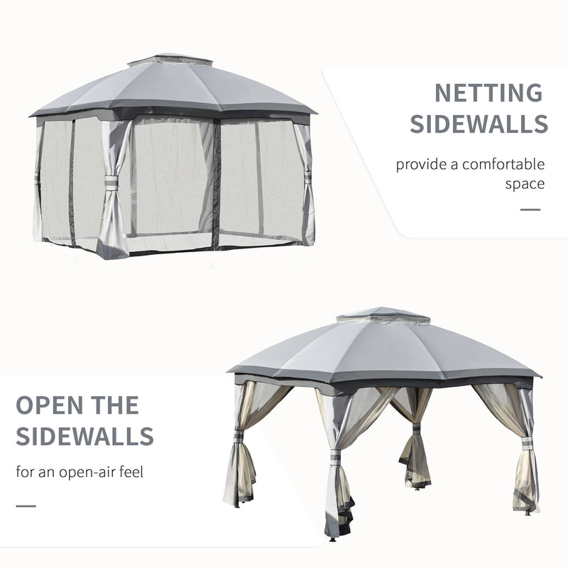 Outsunny 3.7 x 3(m) Metal Gazebo Grey