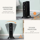 HOMCOM 1630W Black Oil Filled Radiator, 7 Fin Portable Heater w/ Timer Remote Control
