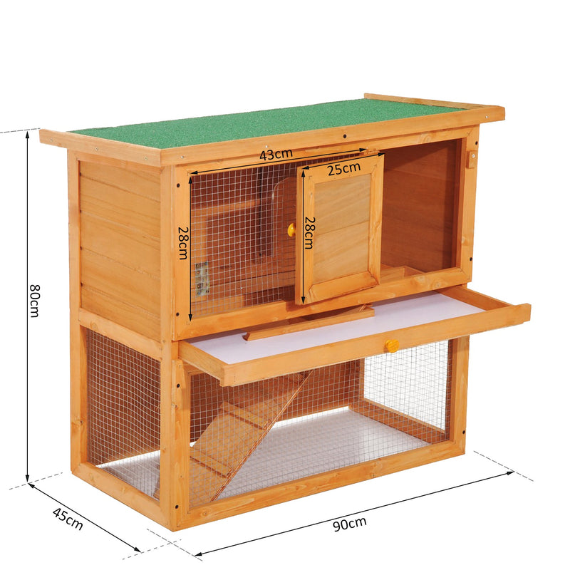 PawHut-2 Tier Rabbit Hutch