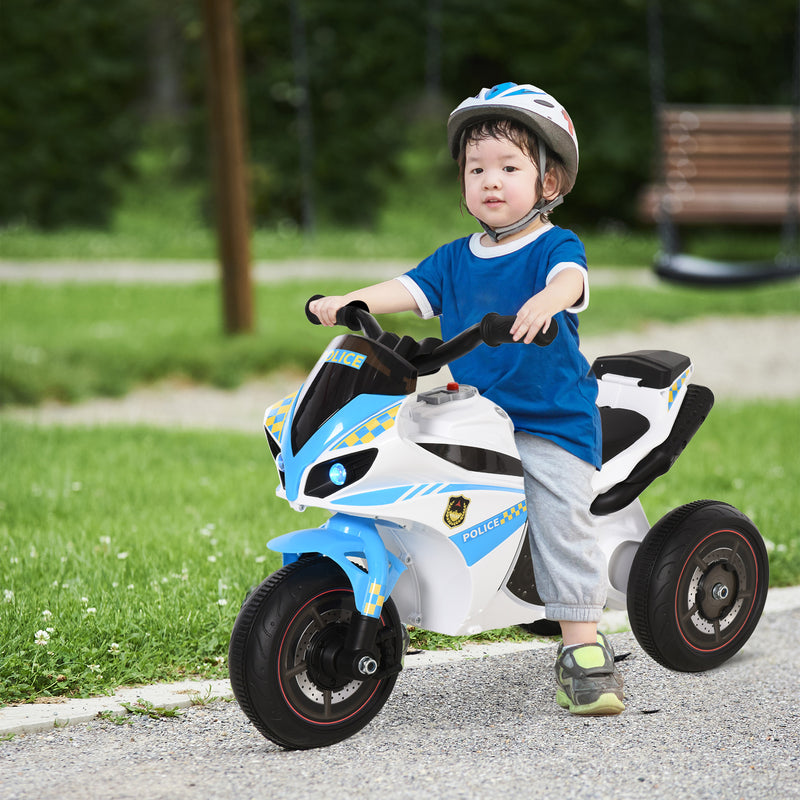 HOMCOM Kids Ride-On Police Bike with 3 Wheels - Blue