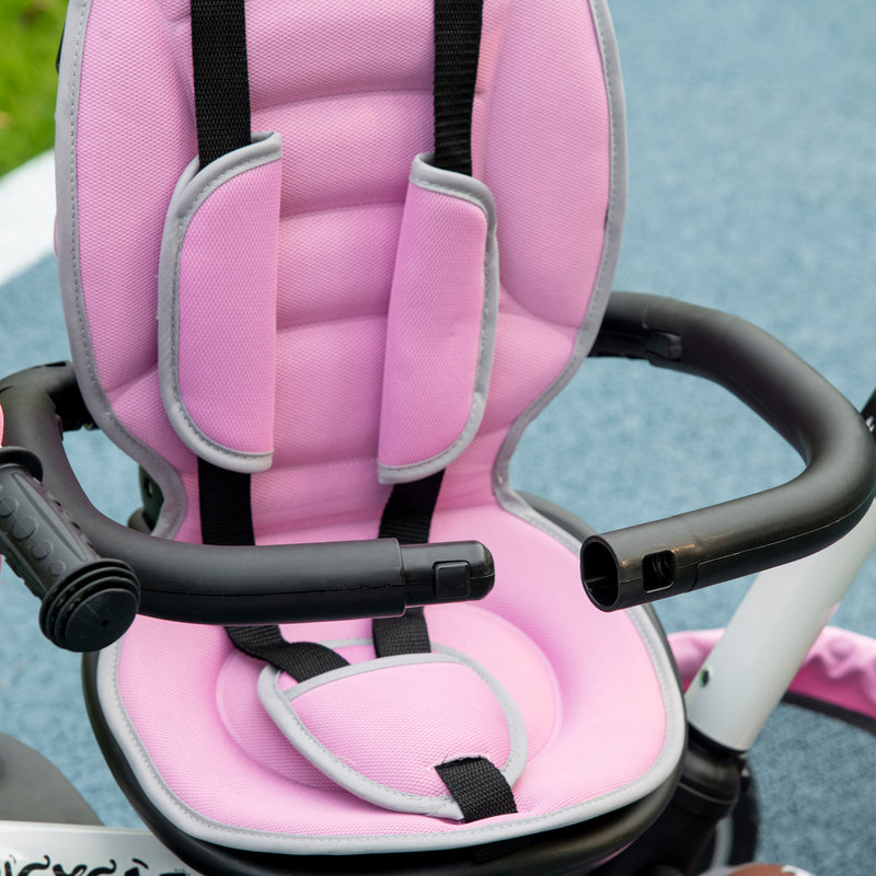HOMCOM Baby Tricycle 7in1 Stroller with Handle - Pink