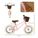 Kids Balance Bike with Basket - Pink