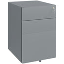 Vinsetto 3 Drawer Metal Filing Cabinet Lockable 5 Wheels Compact Under Desk Grey