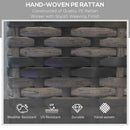 Outsunny Rattan Wicker Chaise Sun Lounger Garden w/ Adjustable Backrest & Wheels