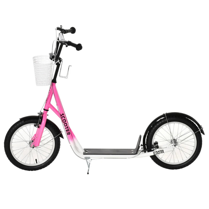 HOMCOM Childrens Scooter with Backet & Brakes - Pink