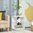 HOMCOM Modern Side Table with 2 Shelves White