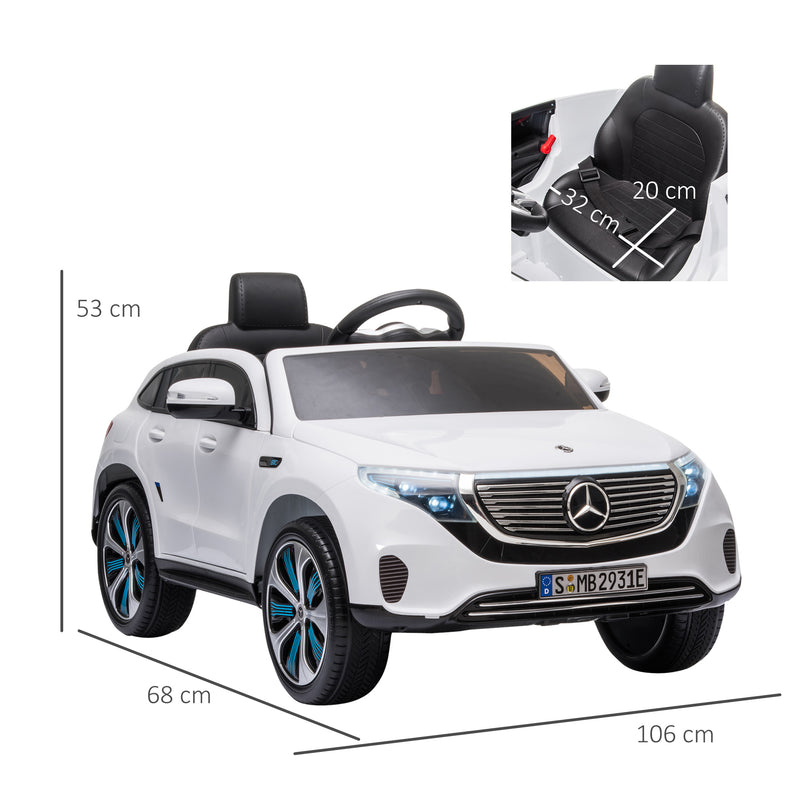 HOMCOM Kids Electric Ride on Mercedes Benz EQC400 12v - White