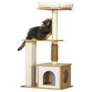 PawHut 114cm Cat Tree for Indoor Cats with Scratching Posts, Cat House, Cat Bed