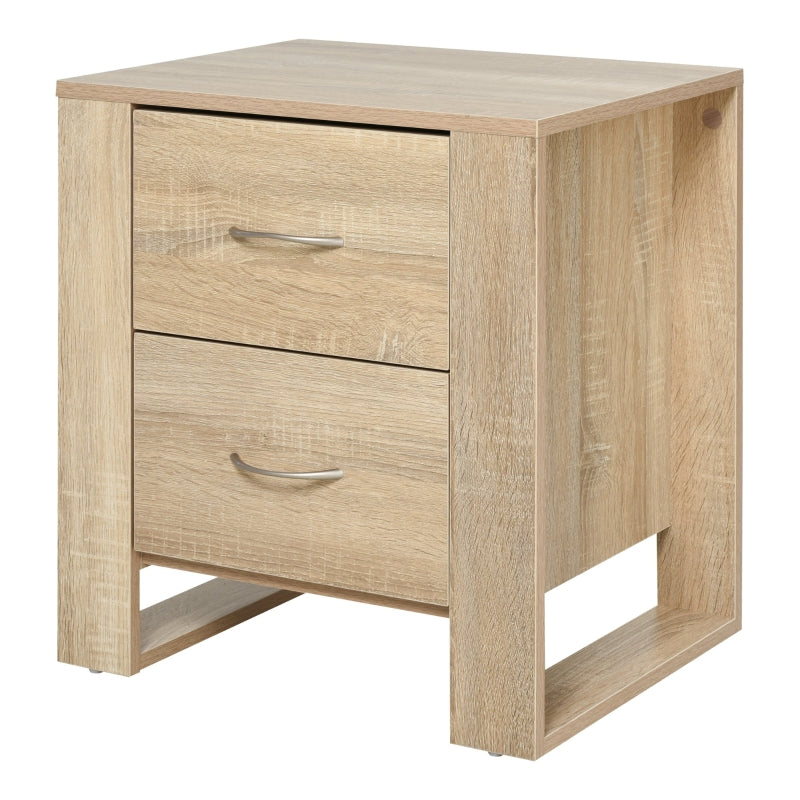 HOMCOM Bedside Table with 2 Drawers 54x48x39cm - Oak