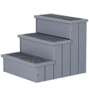 PawHut 3 Step Wooden Dog Steps Pet Stairs Cat Ladder for Bed with Storage Grey