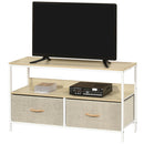 HOMCOM TV Cabinet, TV Console Unit with 2 Foldable Linen Drawers Maple Colour