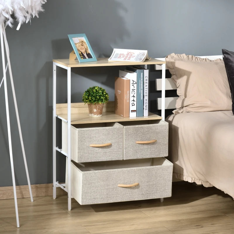 HOMCOM Fabric Chest of Drawers Storage Unit 58x29x81.5cm - White