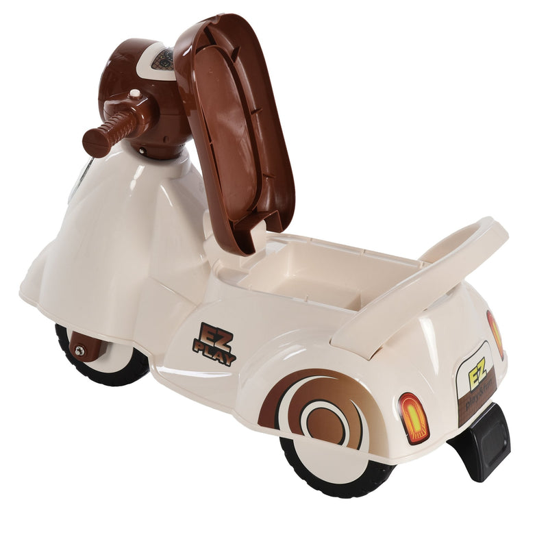 Kids Manual Ride On Moped Scooter - White