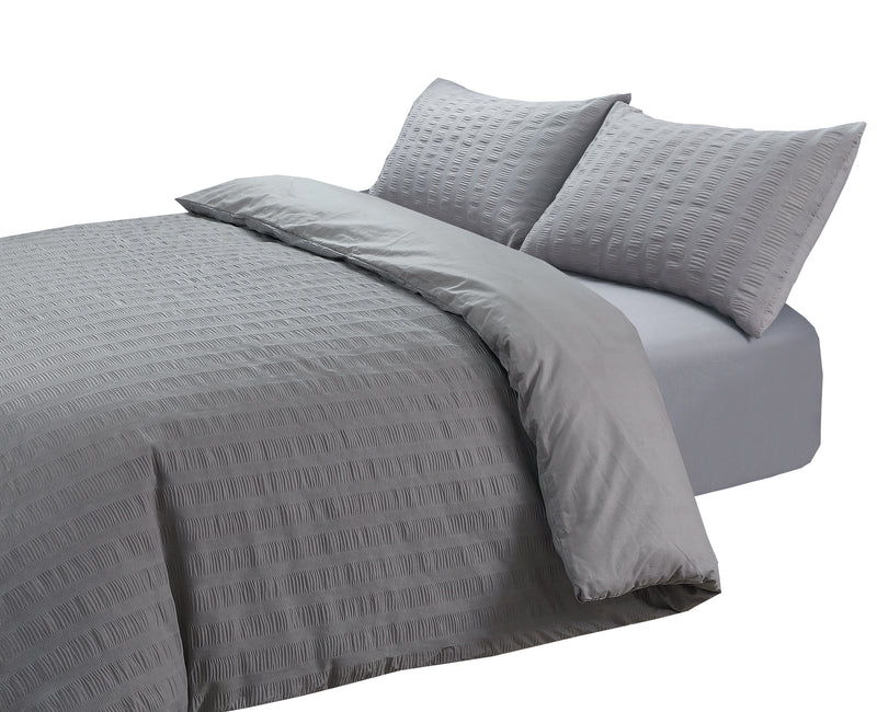 Seersucker Duvet Set - Grey