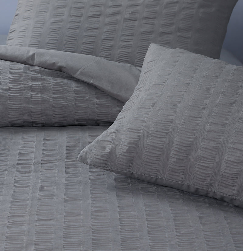 Seersucker Duvet Set - Grey