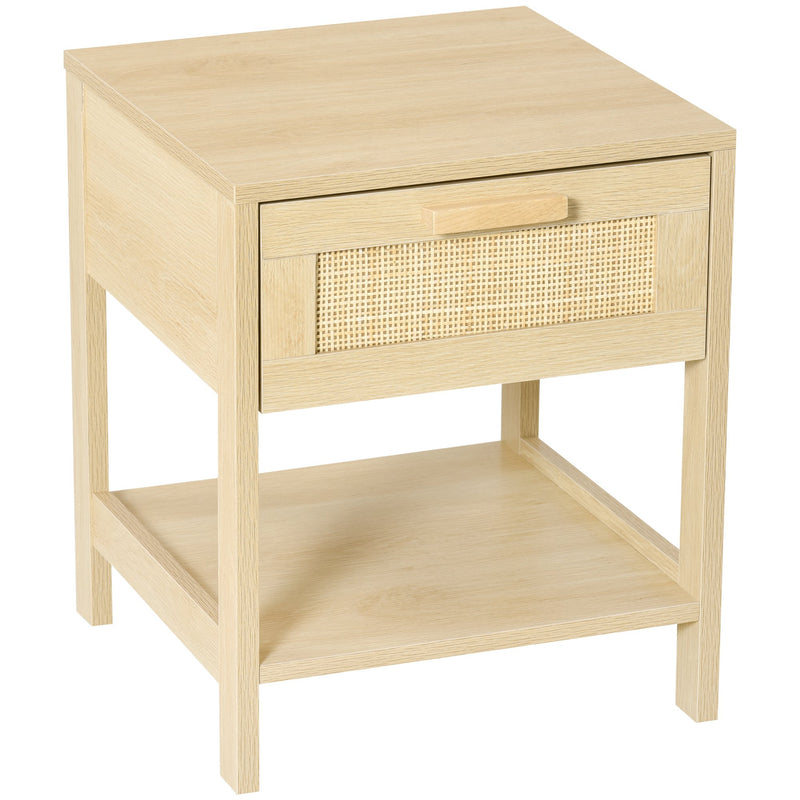 HOMCOM Nightstand Bedside Table End Table Storage Organizer W/ Drawer Shelf